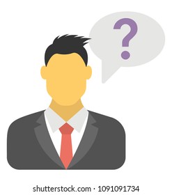 
A male avatar shown as businessman and question mark showing him to be confused
