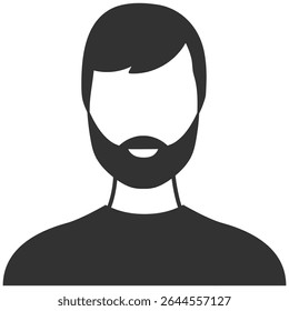 Male Avatar Silhouette. Anonymous Profile Icon of Diverse People. Black and White Vector on Transparent Background
