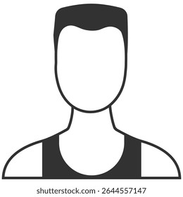 Male Avatar Silhouette. Anonymous Profile Icon of Diverse People. Black and White Vector on Transparent Background
