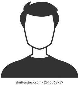 Male Avatar Silhouette. Anonymous Profile Icon of Diverse People. Black and White Vector on Transparent Background
