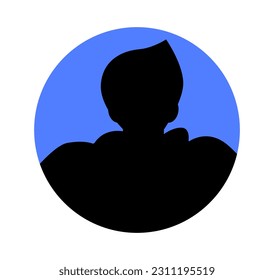 Male avatar silhouette concept. Icon for website and graphic element for messengers. Young guy or student in shadow. Incognito and anonymous, mystery. Cartoon flat vector illustration
