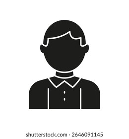 Ícone Macho Avatar Sólido. Perfil Do Usuário, Conta Pessoal E Símbolo De Silhueta De Identificação. Representando A Identidade Individual Em Plataformas Digitais. Ilustração de vetor isolada.