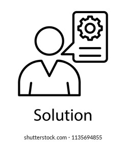 
A male avatar and speech bubble gears showing administration concept
