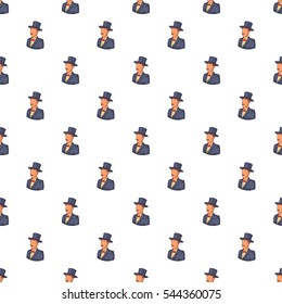 Male avatar in suit with hat pattern. Cartoon illustration of male avatar in suit with hat vector pattern for web
