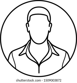 Male avatar for websites or mobile applications. Vector outline icon.