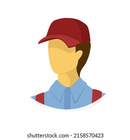 Male avatar without face in red uniform with baseball cap