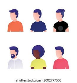 Avatares machos Ilustración vectorial en diseño plano Seis retratos simples de varios hombres aislados en fondo blanco