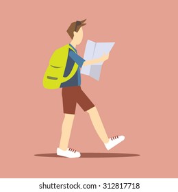 Male backpacker-vector
