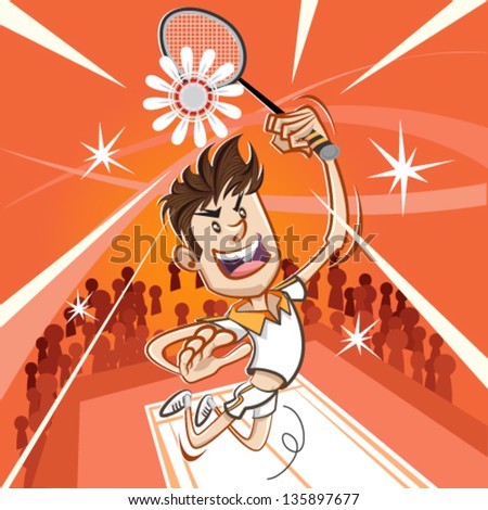 Male Badminton Player Performing A Vertical Jumping Smash