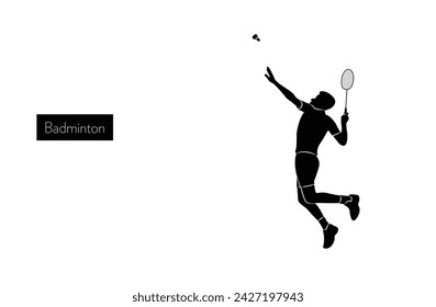 male badminton player silhouette athlete playing badminton