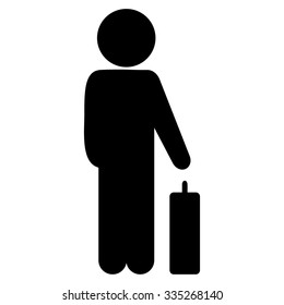 Male Baggage vector icon. Style is flat symbol, black color, rounded angles, white background.