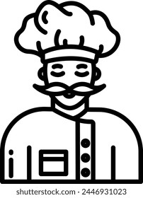 Male Baker outline vector illustration