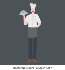 Panadero masculino de pie con la ilustración del pan