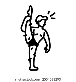 Male ballet artist icon in hand drawn style 

