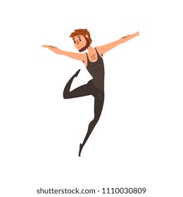 Male ballet dancer character dancing cartoon vector Illustration on a white background