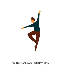 Male Ballet Dancer Performing Classical Ballet Dance Vector Illustration