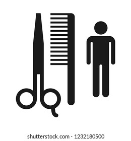 male barber shop, editable public sign vector icon, modern concept, simple design, glyph style, usable common symbol