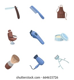 Male barber, symbol, clipper and other equipment for hairdressing.Barbershop set collection icons in cartoon style vector symbol stock illustration web.