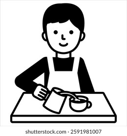 Male Barista Making Coffee Icon