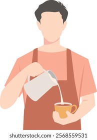 Male barista portrait vector illustration	