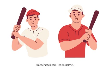 Male Baseball Player Character, Man Holding Baseball Bat