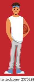 male basketball player with a ball for the game