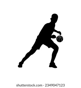 Male Basketball Player Silhouette basketball logo. Man with Ball in hand Sport, Vector, Basketball, Silhouette, Player, Ball, illustration