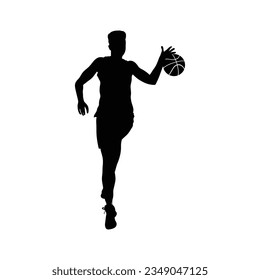 Male Basketball Player Silhouette basketball logo. Man with Ball in hand Sport, Vector, Basketball, Silhouette, Player, Ball, illustration