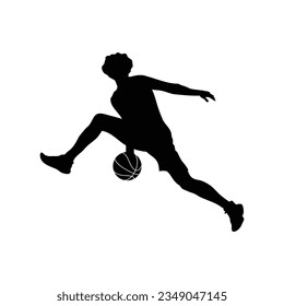 Male Basketball Player Silhouette basketball logo. Man with Ball in hand Sport, Vector, Basketball, Silhouette, Player, Ball, illustration