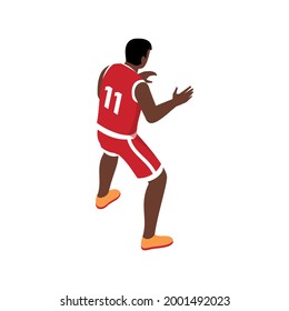 Male basketball player in uniform during game 3d isometric vector illustration