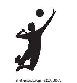 male beach volleyball vector silhouette on white background