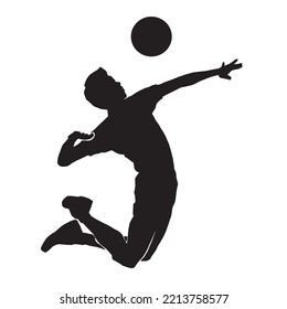 male beach volleyball vector silhouette on white background