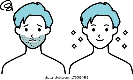 male, beard, before after, face