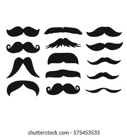Male Beards Mustache Silhouettes Drawing, hand-drawn vector clipart