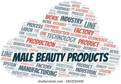 Male Beauty Products word cloud create with text only.