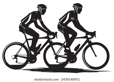 Male bicyclist riding a bicycle vector silhouette isolated on white background