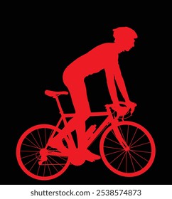 Ciclista masculino andando bicicleta vetor silhueta ilustração isolado no fundo. Esportista na corrida. Giro, tour, competição. Homem anda de bicicleta de pé. Garoto de bicicleta com capacete. Corrida de motociclista.