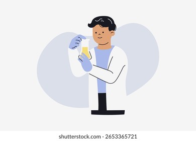 Male Biologist Conducting Scientific Research in Laboratory Vector