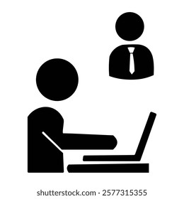 Male Black computer oparater and business Silhouette icons.