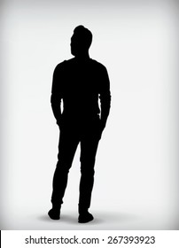Male black silhouette vector illustration isolated on a white background 