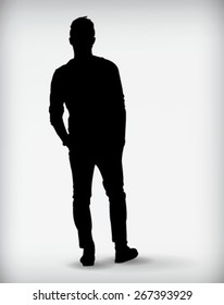 Male black silhouette vector illustration isolated on a white background 