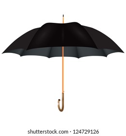 Male black umbrella cane. Opened. Vector illustration.