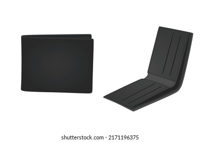 Male black wallet. vector illustration