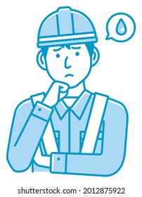 Male blue collar worker gesture illustration | upset, unhappy