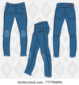 male blue jeans from different angles