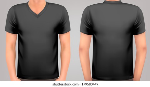 A male body with a black shirt on. Vector.