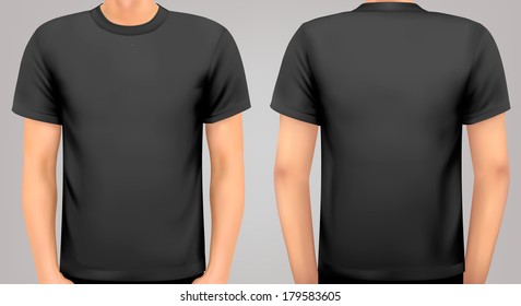 A male body with a black shirt on. Vector.