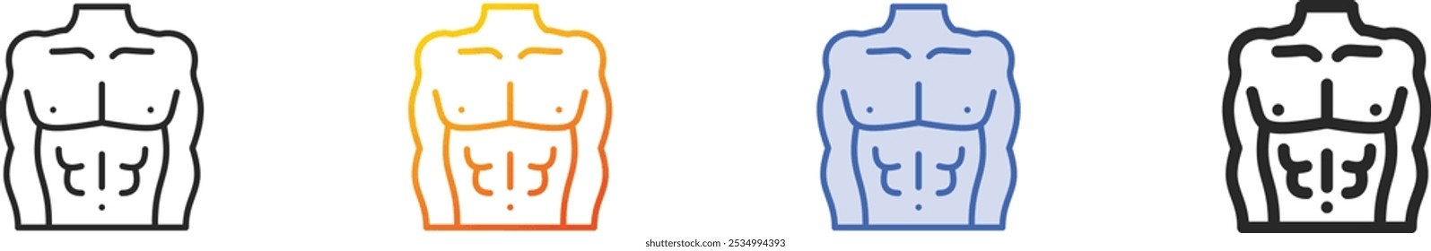 male body icon.Thin Linear, Gradient, Blue Stroke and bold Style Design Isolated On White Background