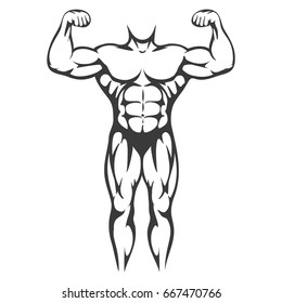 Male Body Muscle Black Silhouette Isolated Stock Vector (Royalty Free ...