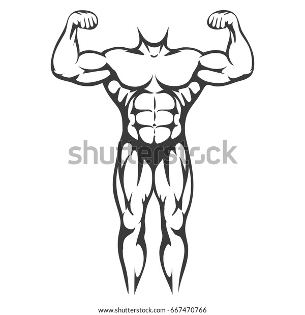 白い背景に男性の体筋の黒いシルエット ベクターイラスト のベクター画像素材 ロイヤリティフリー